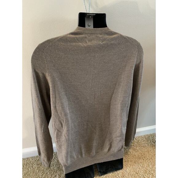 Joseph Abboud Sweater Medium Brown Extra Fine Merino Wool V-Neck Soft Men's - Picture 5 of 9